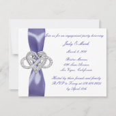 パープルブルーインフィニティハート婚約パーティ招待状 (正面)