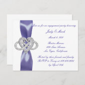 パープルブルーインフィニティハート婚約パーティ招待状 (正面/裏面)