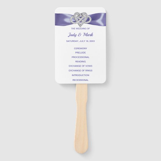 パープルブルーインフィニティハート結婚式 プログラムファン ハンドファン (正面)