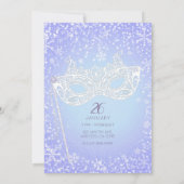 パープルブルーウィンターワンダーランドマスカレード甘い16 招待状 (裏面)