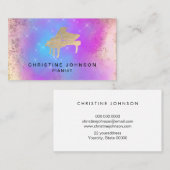 パープルブルーウォーターの色のスプラッシュピアノロゴ 名刺 (正面/裏面)