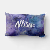 パープルブルーウォーターカラーガ10代のールベッドルームモノグラム ランバークッション (裏面)
