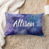 パープルブルーウォーターカラーガ10代のールベッドルームモノグラム ランバークッション (ブランケット)
