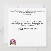 パープルブルーウォーターカラーバニーグリッターフラワーイースター シーズンカード (裏面)