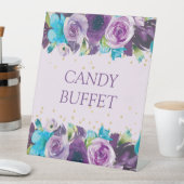 パープルブルーウォーターカラーフローラキャンディビュッフェ 台座サイン (インサイチュ)