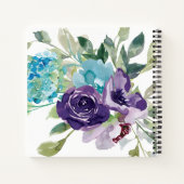 パープルブルーウォーターカラーフローラレシピ ノートブック (裏面)