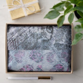 パープルブルーウォーター色の猫デコページティッシュペーパー 薄葉紙 (ギフト)