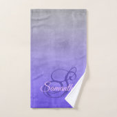 パープルブルーエレガントグレイ素朴モノグラム バスタオルセット (ハンドタオル)
