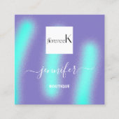 パープルブルーオーシャンカスタム抽象芸術QRロゴ スクエア名刺 (正面)