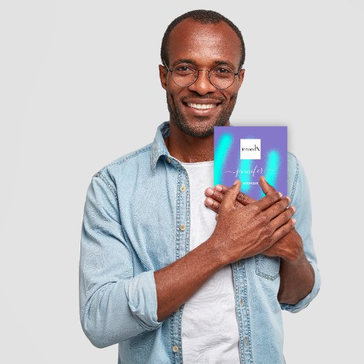 パープルブルーオーシャンカスタム抽象芸術QRロゴ スクエア名刺