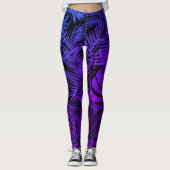 パープルブルーグラデーショントロピカルパ葉ームトレンディーシック レギンス (正面)