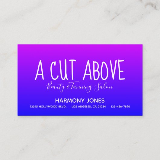 パープルブルーグラデーション美しいサロンアポイントメントカード 予約カード (正面)