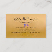 パープルブルーグラデーション金ゴールドトロピカルパームのシックなスクリプト 名刺 (裏面)