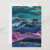 パープルブルーグリーンアゲート金ゴールドグリッター結婚ズ 招待状 (裏面)