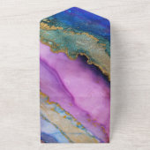 パープルブルーグリーンアルコールインクズ結婚ーズ オールインワン招待状 (外側)