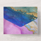 パープルブルーグリーンアルコールインクズ結婚ーズ オールインワン招待状 (裏面)