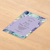 パープルブルーグリーンフローラアー結婚チーズ アクリル招待状 (レイダウン)