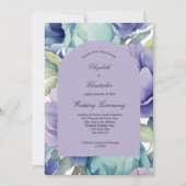 パープルブルーグリーンフローラアー結婚チーズ 招待状 (正面)