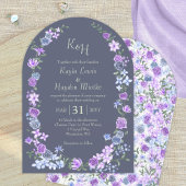 パープルブルーグレーバラガーデンアーチズキャノピー結婚ズ 招待状