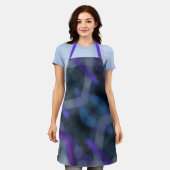 パープルブルーグレー抽象芸術ボホシック エプロン (着用した状態)