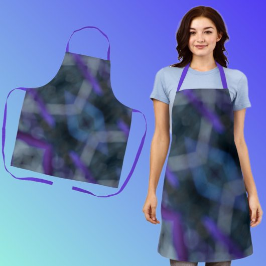パープルブルーグレー抽象芸術ボホシック エプロン
