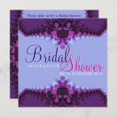 パープルブルーサテンレースブライダルシャワー招待 招待状 (正面/裏面)