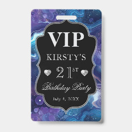 パープルブルーシテナルグリッターアゲート誕生日VIP バッジ