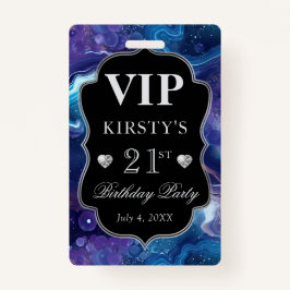 パープルブルーシテナルグリッターアゲート誕生日VIP バッジ