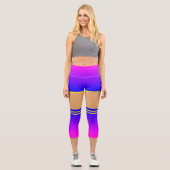 パープルブルーショーツ&ソックス – イエロースポーストライプのツ カプリレギンス (正面)