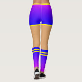 パープルブルーショーツ&ソックス – イエロースポーストライプのツ レギンス (裏面)