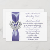パープルブルーシルバースワンス結婚式招待状 招待状 (正面/裏面)