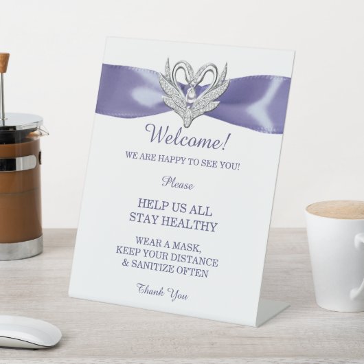 パープルブルーシルバースワン結婚ズの安全性 台座サイン (インサイチュ)