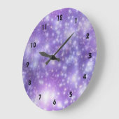 パープルブルースカイクラウドスターエフェクト ラージ壁時計 (傾斜)