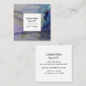 パープルブルーターコイズ&金ゴールド抽象芸術液体芸術 スクエア名刺 (正面/裏面)