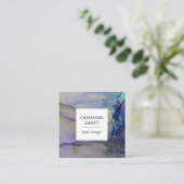 パープルブルーターコイズ&金ゴールド抽象芸術液体芸術 スクエア名刺 (スタンド正面)