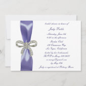 パープルブルーダイアモンドボウブライダルシャワー 招待状 (正面)