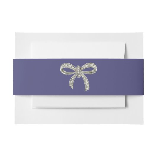 パープルブルーダイアモンドボウ招待状用帯 招待状ベリーバンド (正面例)