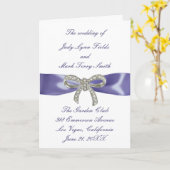 パープルブルーダイアモンドボウ結婚式 プログラムカード カード (黄色い花)