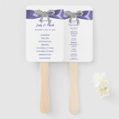 パープルブルーダイアモンドボウ結婚式 プログラムファン ハンドファン (正面&裏面)