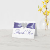 パープルブルーダイヤモンドハートサンキューカード カード (黄色い花)