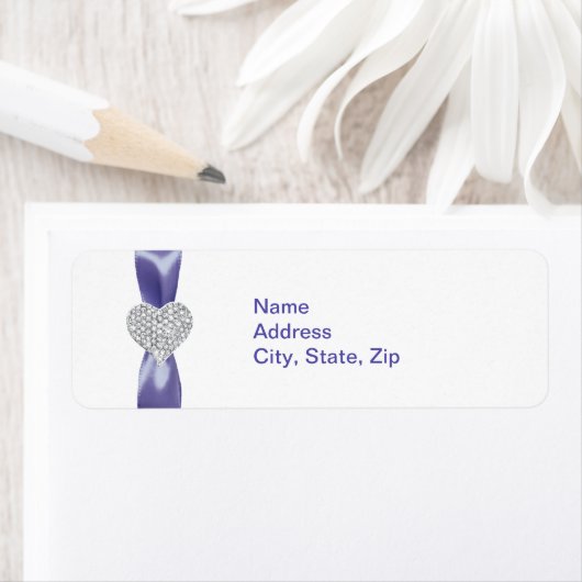 パープルブルーダイヤモンドハート住所 シール (インサイチュ)