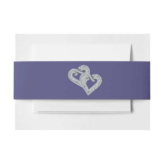 パープルブルーダイヤモンドハート招待状用帯 招待状ベリーバンド (正面例)