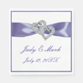 パープルブルーダイヤモンドハート紙ナプキンス スタンダードランチョンナプキン (正面)