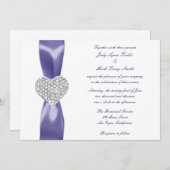 パープルブルーダイヤモンドハート結婚式招待状 招待状 (正面/裏面)