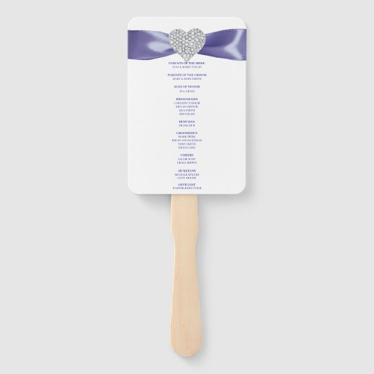 パープルブルーダイヤモンドハート結婚式 プログラムファン ハンドファン (裏面)