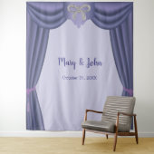 パープルブルーダイヤモンドボウ結婚の写真の背景 タペストリー (インサイチュ)