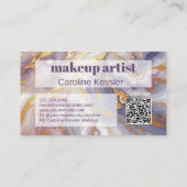 パープルブルーダークピンク金ゴールド大理石アートパターン 名刺 (裏面)