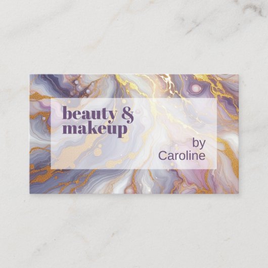 パープルブルーダークピンク金ゴールド大理石アートパターン 名刺 (正面)