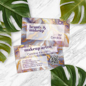 パープルブルーダークピンク金ゴールド大理石アートパターン 名刺