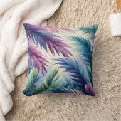 パープルブルーティール(緑がかった色)トロピカルパ離れーム クッション (ブランケット)
